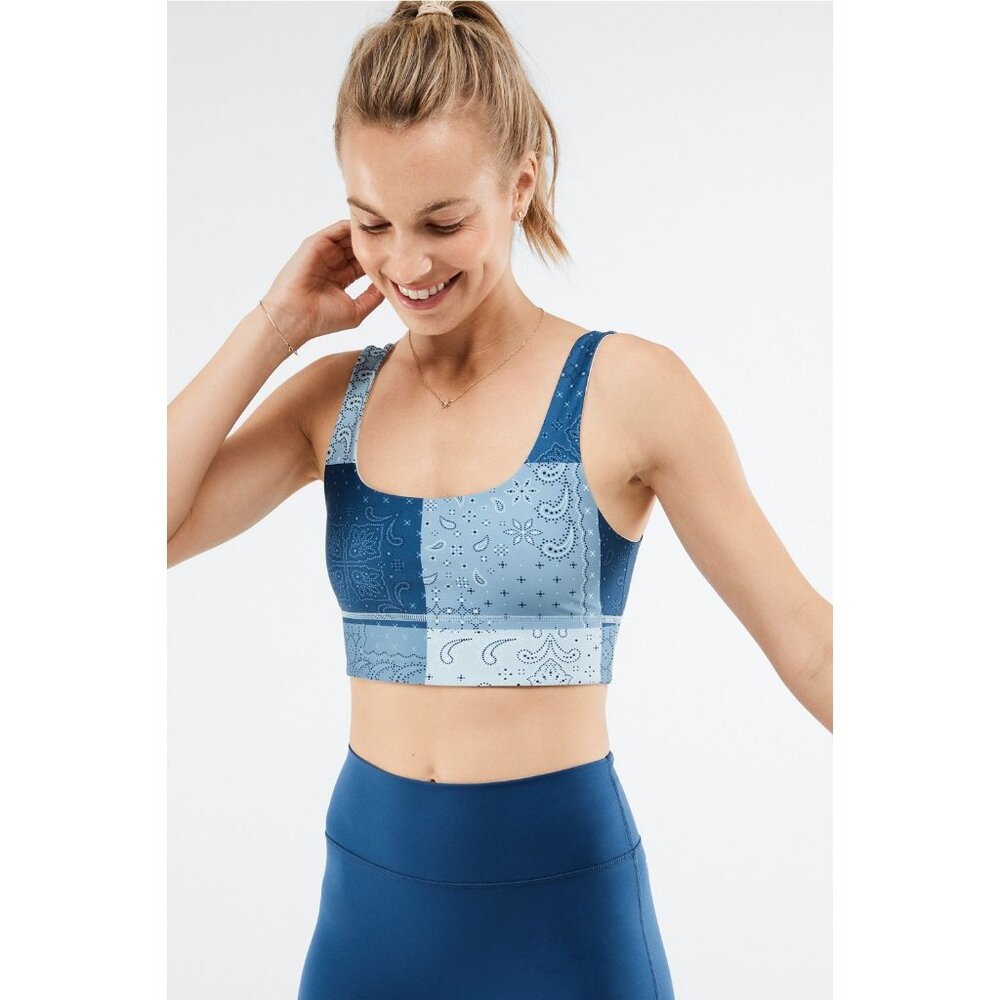 Fabletics Harlyn Reversible Bra Size 2X Patchwork Paisley Coconut Athleisure Gym
